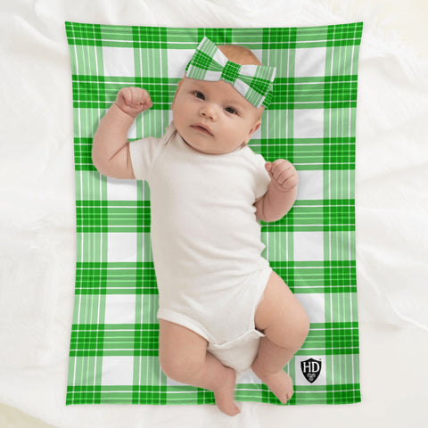 Colonsay Mist Tartan Baby Newborn 3 Pcs for Beanie Baby Hat Hairband Blanket