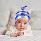 Cumbrae Mist Tartan Baby Newborn 3 Pcs for Beanie Baby Hat Hairband Blanket
