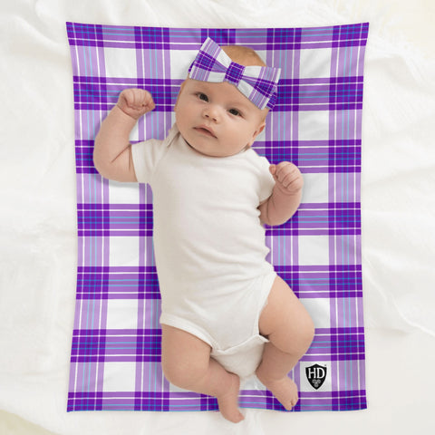 Gigha Mist Tartan Baby Newborn 3 Pcs for Beanie Baby Hat Hairband Blanket