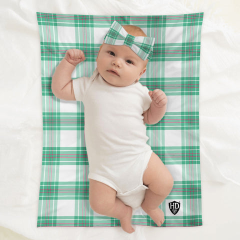 Colonsay Mist Tartan Baby Newborn 3 Pcs for Beanie Baby Hat Hairband Blanket