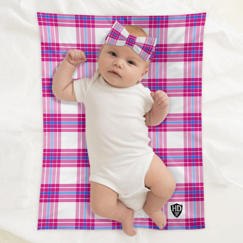 Islay Mist Tartan Baby Newborn 3 Pcs for Beanie Baby Hat Hairband Blanket