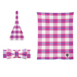 Islay Mist Tartan Baby Newborn 3 Pcs for Beanie Baby Hat Hairband Blanket