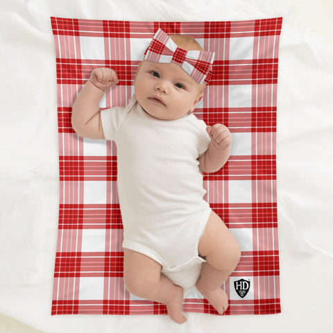 Mull Mist Tartan Baby Newborn 3 Pcs for Beanie Baby Hat Hairband Blanket