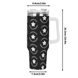 Lawrence Stainless Steel 40oz Tumbler with White Handle & Straw - FREE P&P