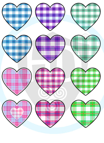 Tartan Hearts DTF Stickers #1 - FREE p&p in the UK