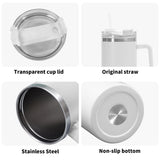 HD 40oz Stainless Steel Tumbler Gift With White Handle and Straw - Free p&p Worldwide