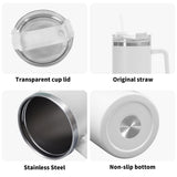 Strathclyde Purple Tartan 40oz Stainless Steel Tumbler Gift With White Handle and Straw