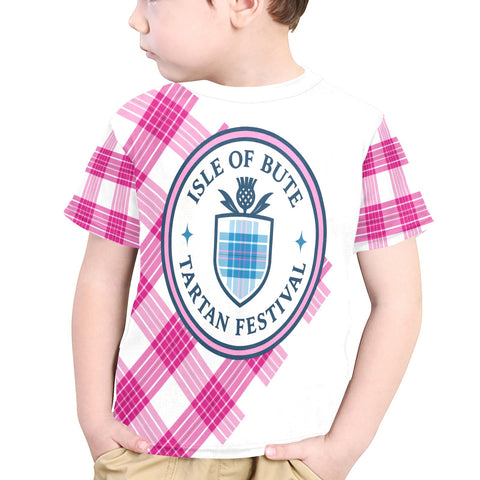 Isle of Bute Tartan Festival  Pink Kids T - Free p&p