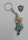 Highland Dancer KeyRing (Blond Hair Turquoise Kilt) - Free p&p in UK - Discount on multiple buys