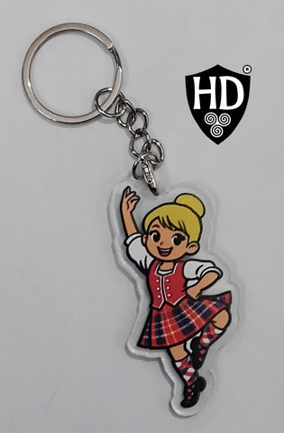 Highland Dancer KeyRing (Blond Hair Red Kilt) - Free p&p in UK - Discount on multiple buys