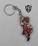 Highland Dancer KeyRing (Brown Hair Red Kilt) - Free p&p in UK - Discount on multiple buys