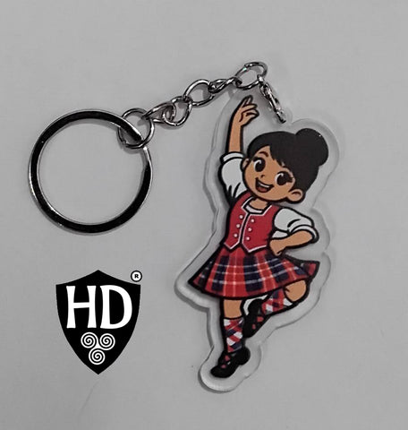 Highland Dancer KeyRing (Black Hair Red Kilt) - Free p&p in UK - Discount on multiple buys (Copy)