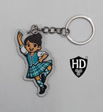 Highland Dancer KeyRing (Black Hair Turquoise Kilt) - Free p&p in UK - Discount on multiple buys