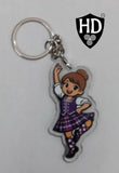 Highland Dancer KeyRing (Brown Hair Purple Kilt) - Free p&p in UK - Discount on multiple buys