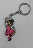 Highland Dancer KeyRing (Black Hair Pink Kilt) -Free p&p in UK - Discount on multiple buys