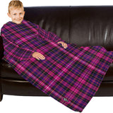 Tartan Kids Blanket Robe with Sleeves - Free P&P Worldwide
