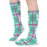 ✨ 'Iona Sky' Tartan Knee Length Kids Socks (1 Pairs)✨Free p&p UK