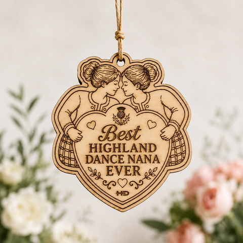 Best Highland Dance Nana Ever Wooden Keepsake (Girl & Nana)