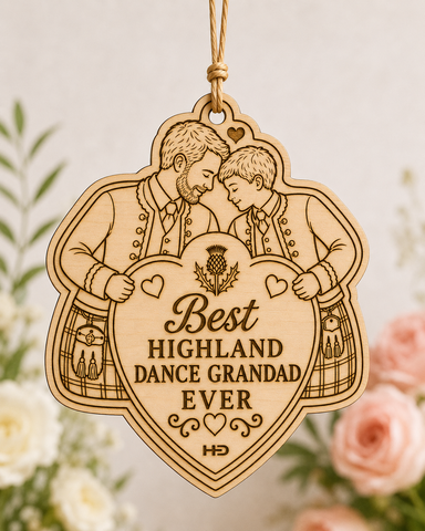 Best Highland Dance Grandad Ever Wooden Keepsake (Grandad & Boy)