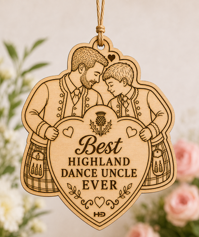 Best Highland Dance Uncle Ever Wooden Keepsake (Boy & Uncle)