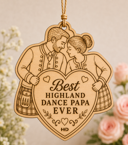 Best Highland Dance Papa Ever Wooden Keepsake (Man & Girl)