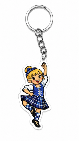 Highland Dancer KeyRing (Blond Hair Blue Kilt) - Free p&p in UK - Discount on multiple buys
