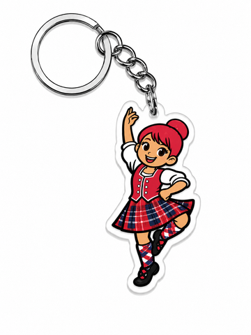Highland Dancer KeyRing Red hair/.Red kilt -Free p&p in UK - Discount on multiple buys