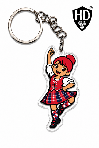 Highland Dancer KeyRing (Red Hair Red Kilt) - Free p&p in UK - Discount on multiple buys