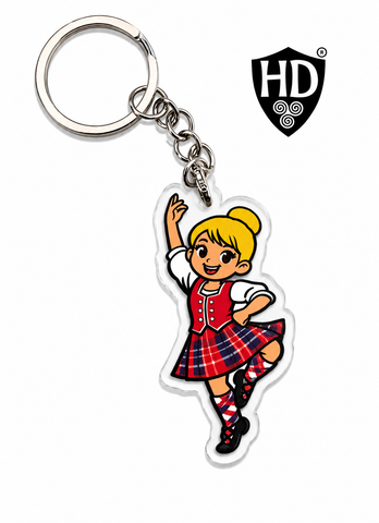 Highland Dancer KeyRing (Blond Hair Red Kilt) - Free p&p in UK - Discount on multiple buys