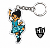 Highland Dancer KeyRing (Black Hair Turquoise Kilt) - Free p&p in UK - Discount on multiple buys