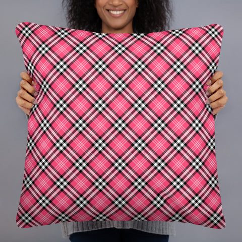 Pink plaid pillow outlet