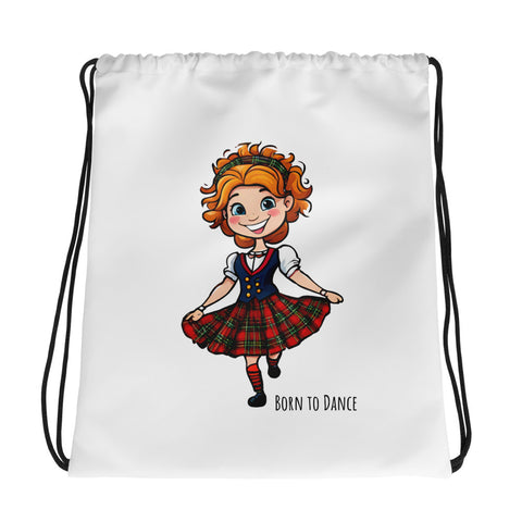 Flora the Cartoon Highland Dancer Drawstring Bag