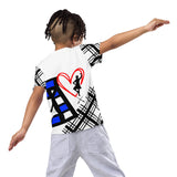 Tartan Kids crew neck t-shirt Boy (dancer on the back) - FREE p&p Worldwide