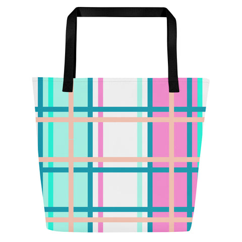 Modern Tartan Large Tote Bag