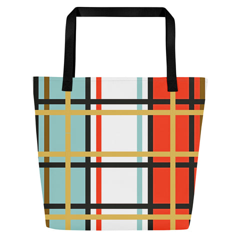 Modern Tartan Large Tote Bag