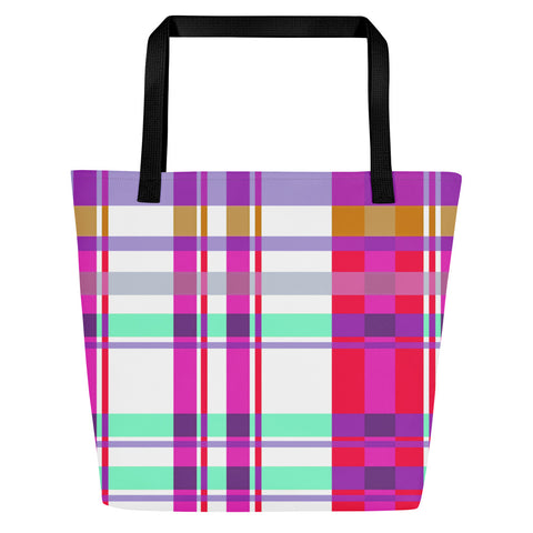 Modern Tartan Large Tote Bag
