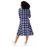 Clan Cunningham Dress Blue Tartan long sleeve midi dress - Free p&p - Free p&p Worldwide