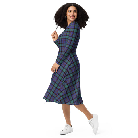 Traditional Tartan long sleeve midi dress