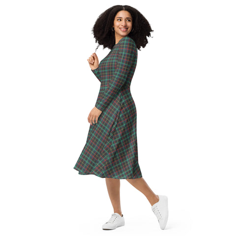 Traditional Tartan long sleeve midi dress