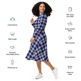 Clan Cunningham Dress Blue Tartan long sleeve midi dress - Free p&p - Free p&p Worldwide