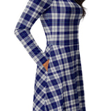Clan Cunningham Dress Blue Tartan long sleeve midi dress - Free p&p - Free p&p Worldwide