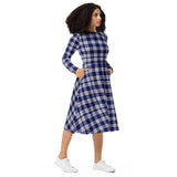 Clan Cunningham Dress Blue Tartan long sleeve midi dress - Free p&p - Free p&p Worldwide