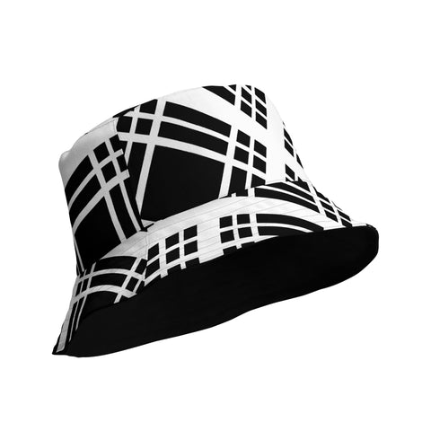 Black & White Tartan Reversible bucket hat