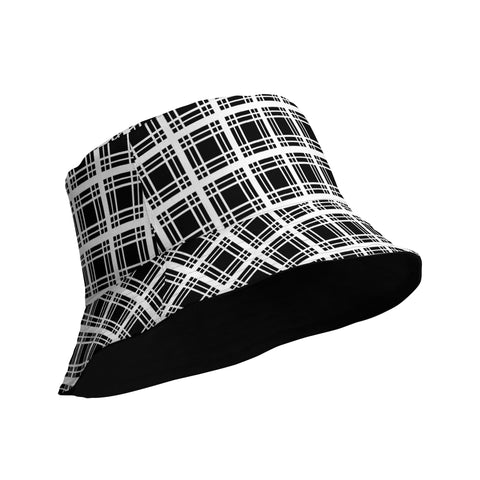 Black & White Tartan Reversible bucket hat