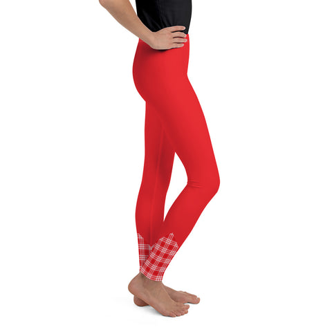 Red Tartan Bottom Youth Leggings
