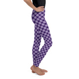 Purple Tartan Youth Leggings  - Free P&P worldwide