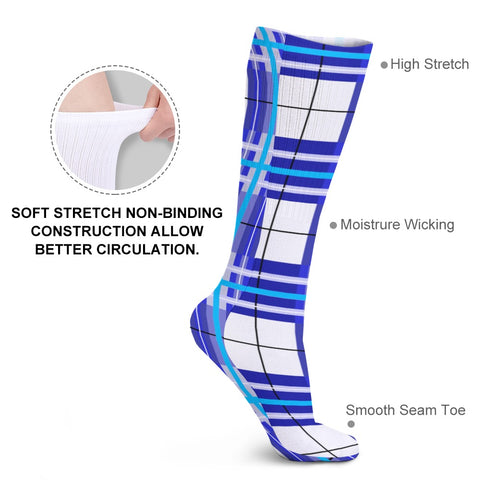 ✨'Cumbrae Sky' Tartan Knee Length Happy Tartan® Kids Socks (1 Pairs)✨