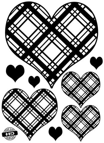 Tartan Heart Decal Sheet #Ae - FREE p&p in UK - A4 sheet