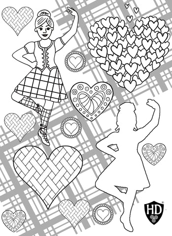 Valentines Highland Dancer #2 Colour Sheet FREE Digital download!!!