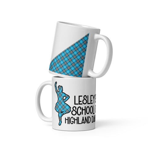 Lesley's School of Highland Dance White glossy mug (Girl)